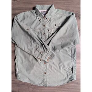 ExOfficio Adventure Travel Shirt Mens Sage Green Ventilated Hiking Fishing Large